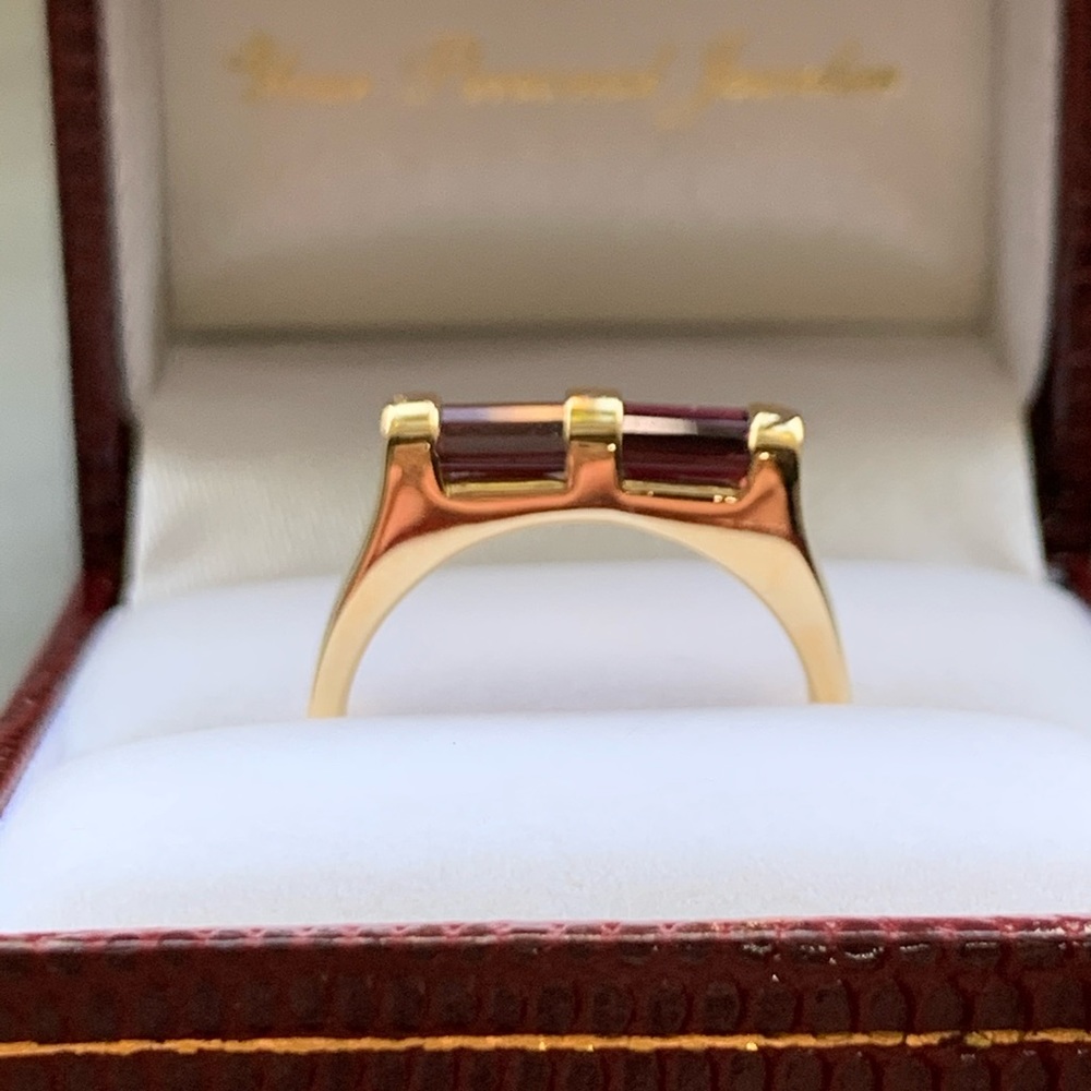 NWOT 14KY Genuine Mozambique Garnet Barrel Ring - Picture 3 of 12